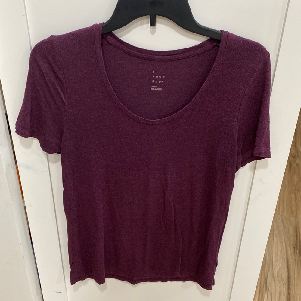 A New Day Maroon Scoop Neck Tee